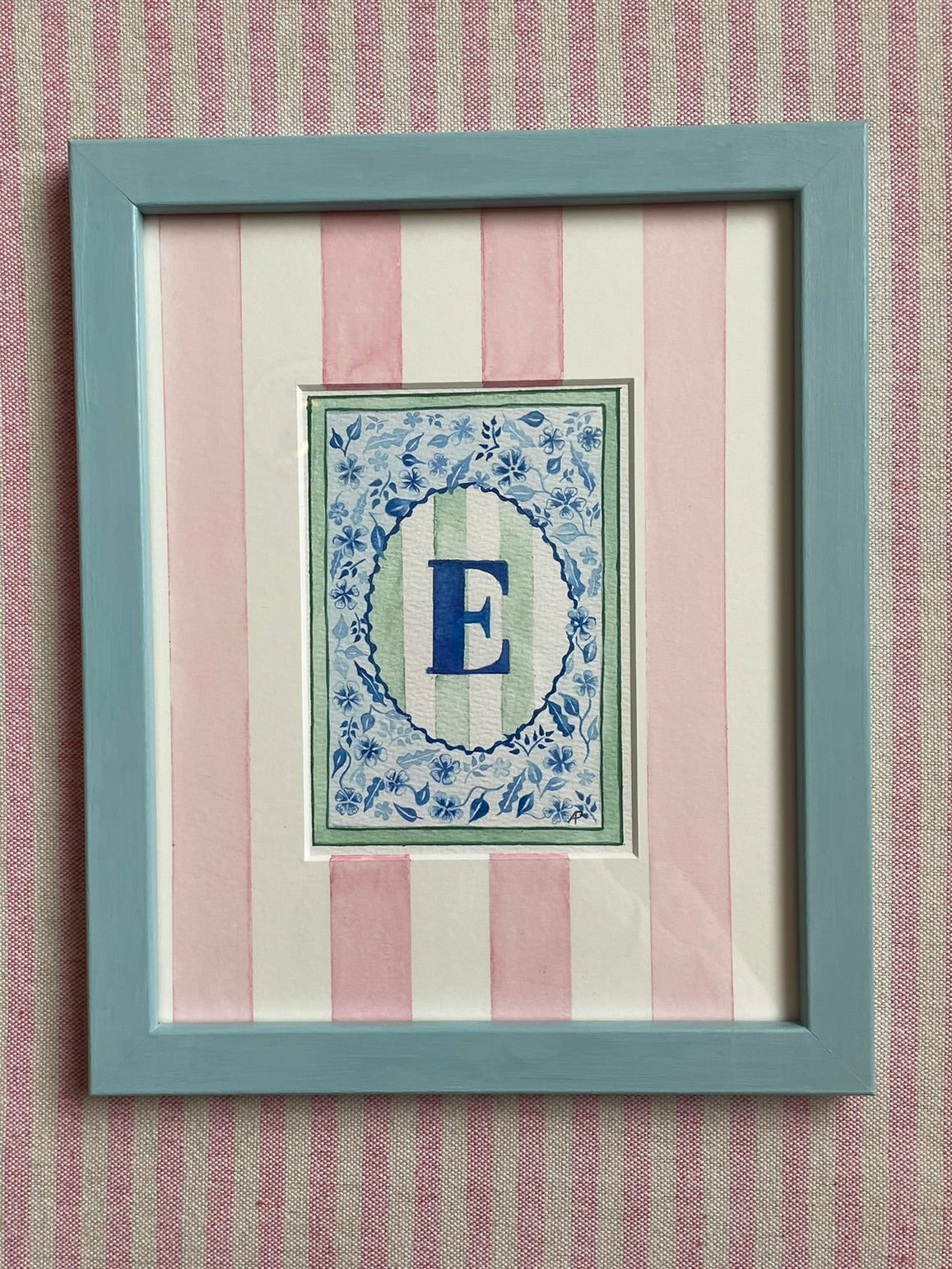 Floral E Print paired with Hand Painted Mount
