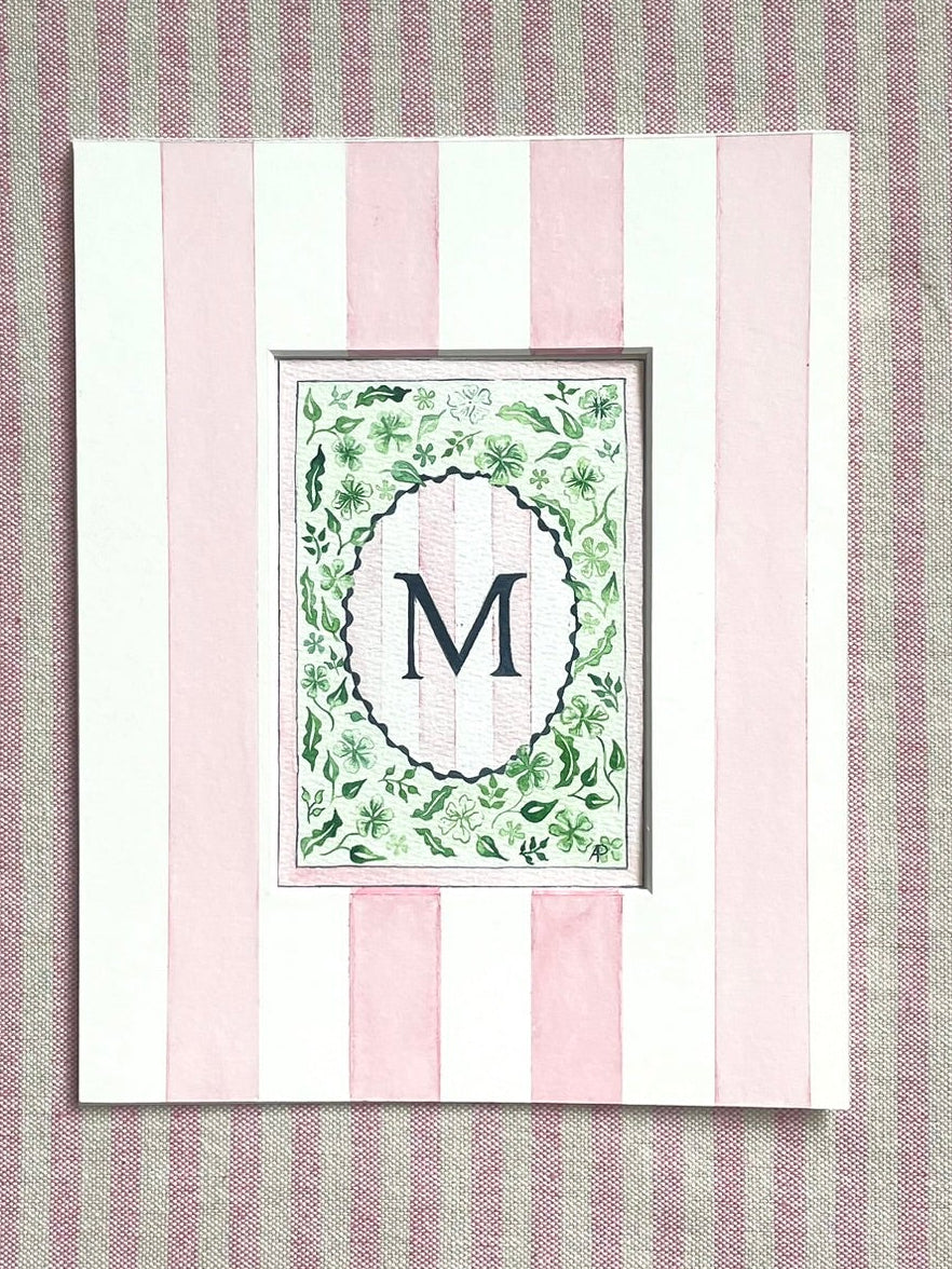 Floral M Print with Hand Painted Mount