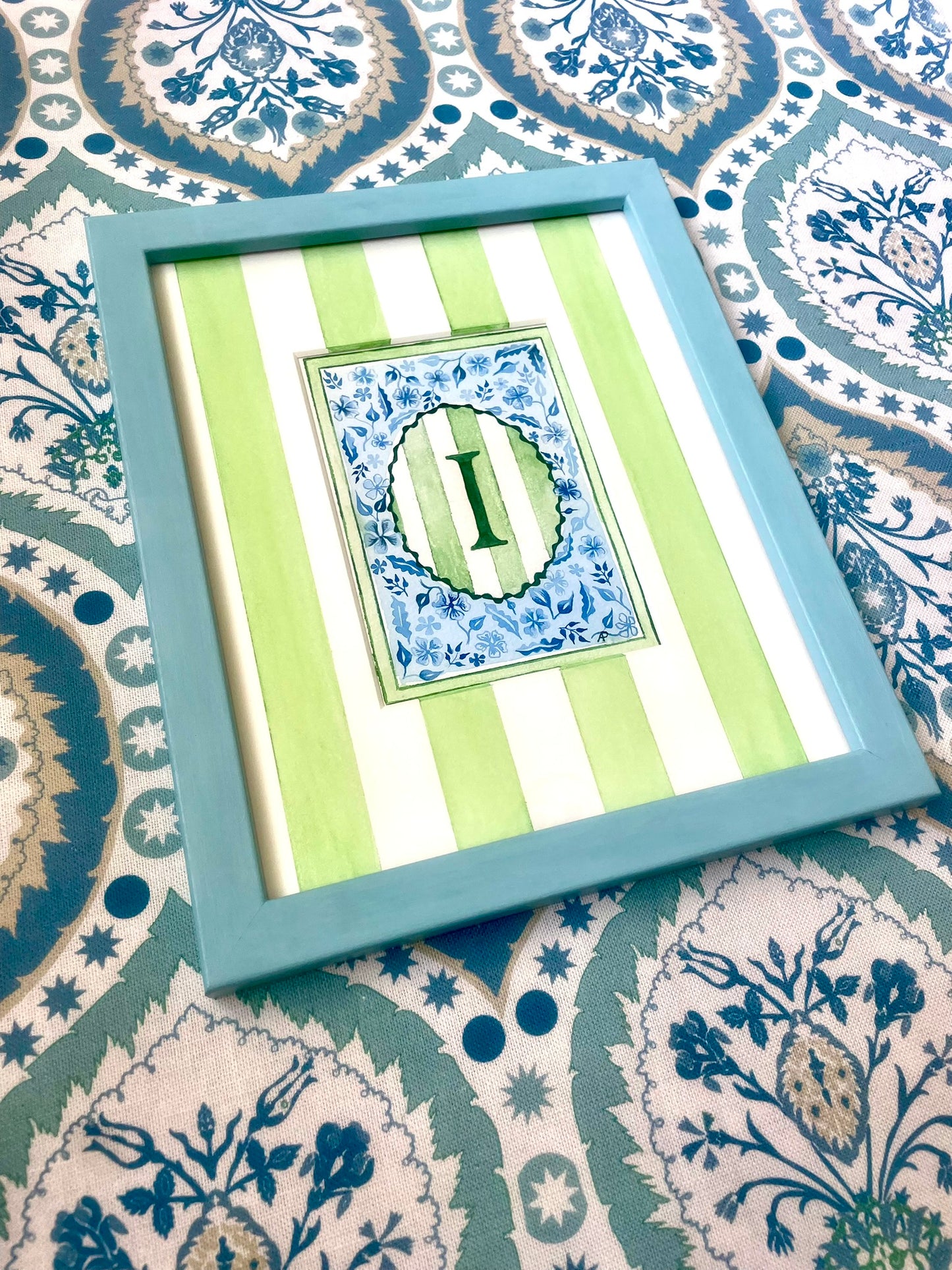 Floral I Print paired with Hand Painted Mount