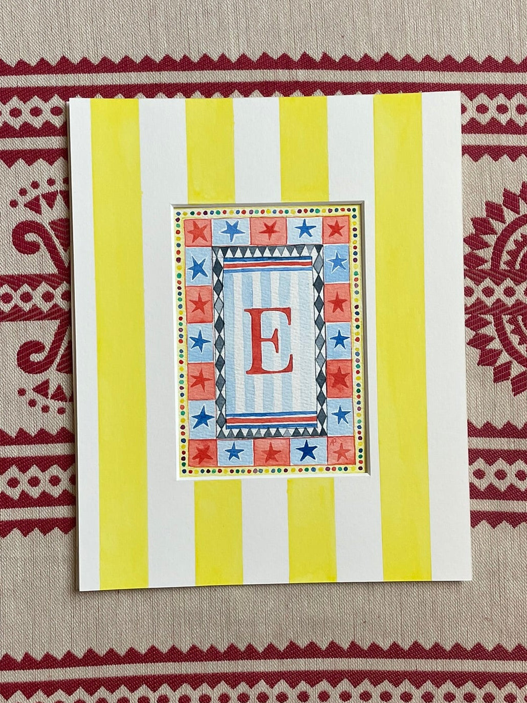 Circus E Print paired with Hand Painted Mount