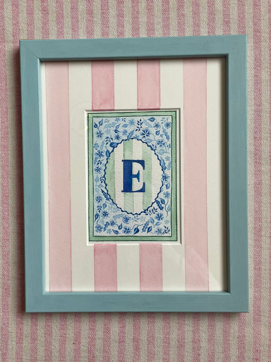 Floral E Print paired with Hand Painted Mount