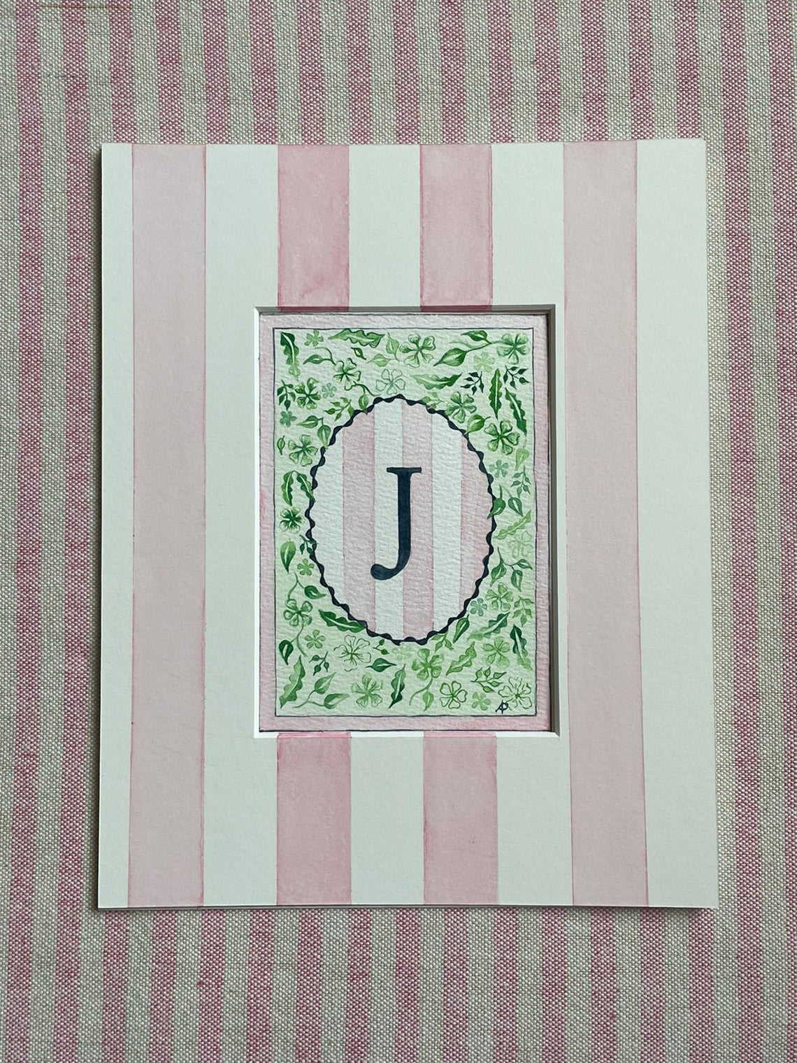 Floral J Print paired with Hand Painted Mount