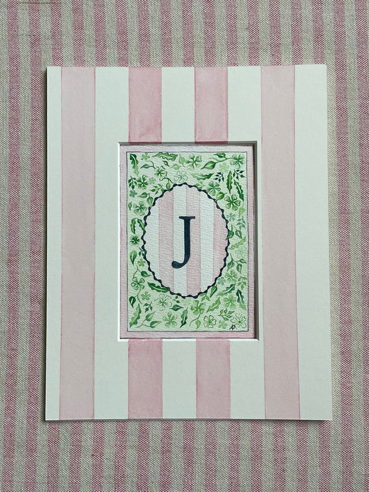 Floral J Print paired with Hand Painted Mount