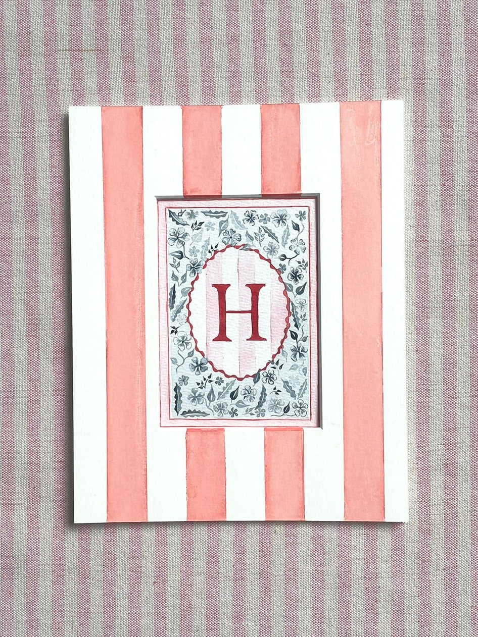 Floral H Print paired with Hand Painted Mount