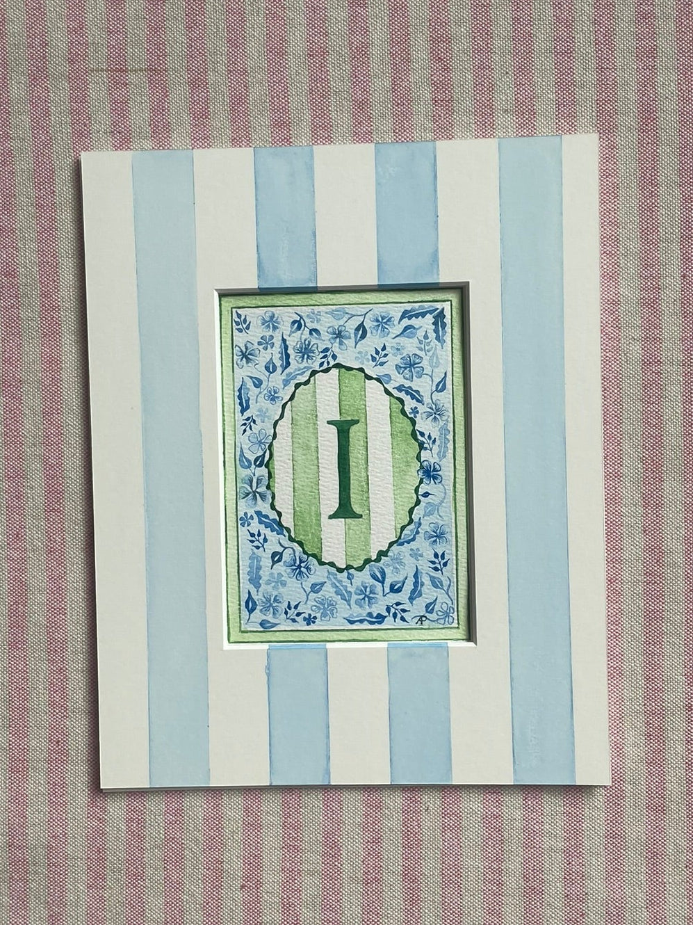 Floral I Print paired with Hand Painted Mount
