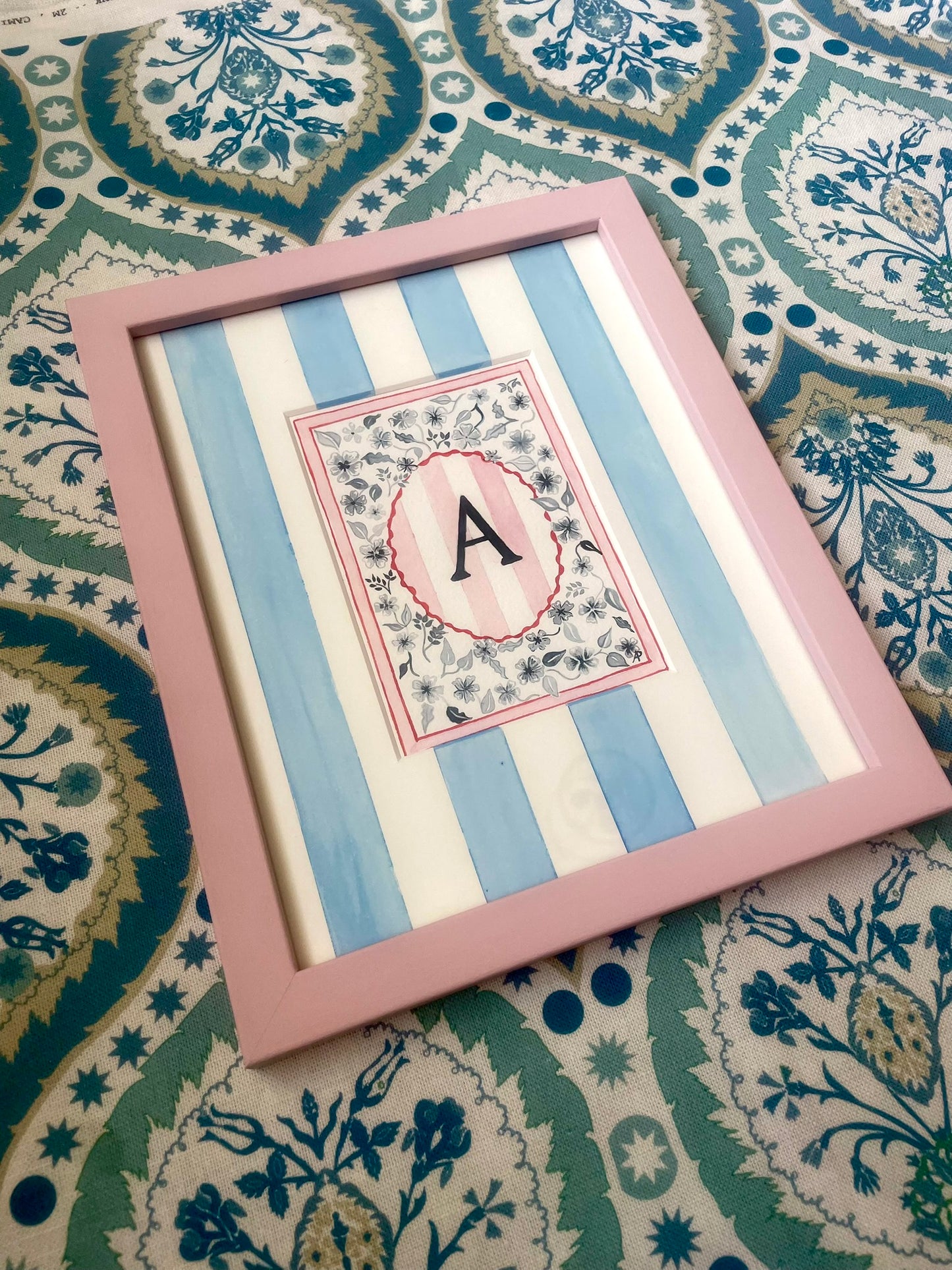 Floral A Print paired with Hand Painted Mount