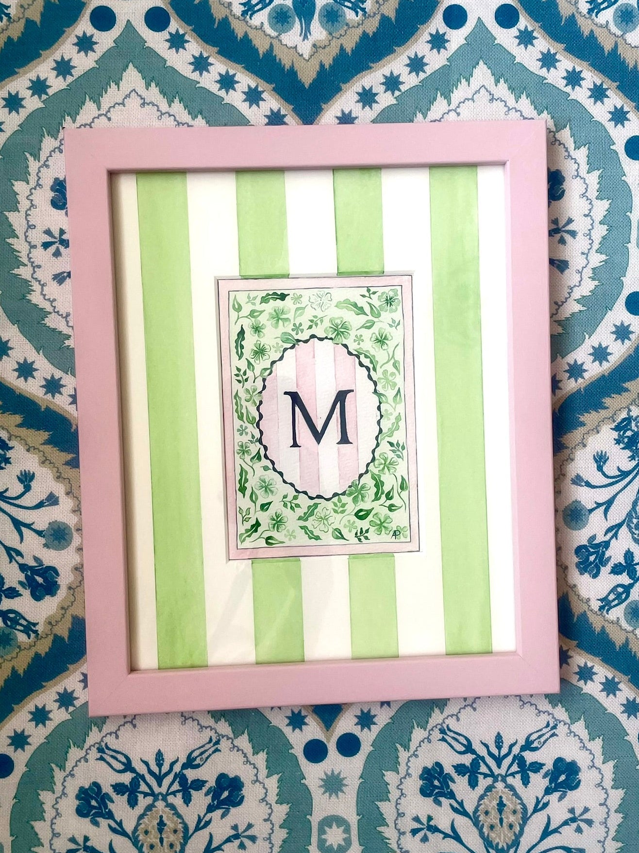 Floral M Print with Hand Painted Mount