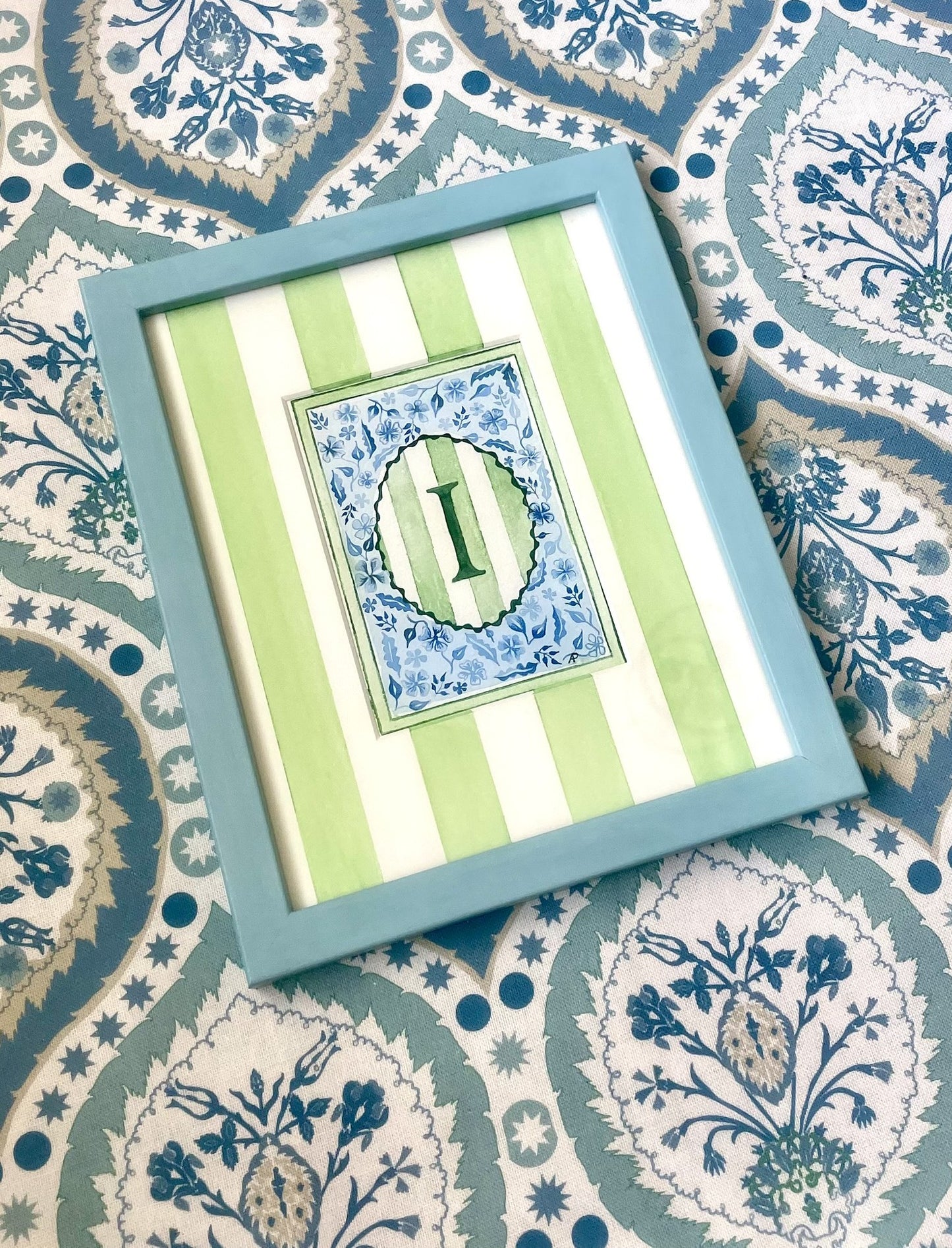 Floral I Print paired with Hand Painted Mount
