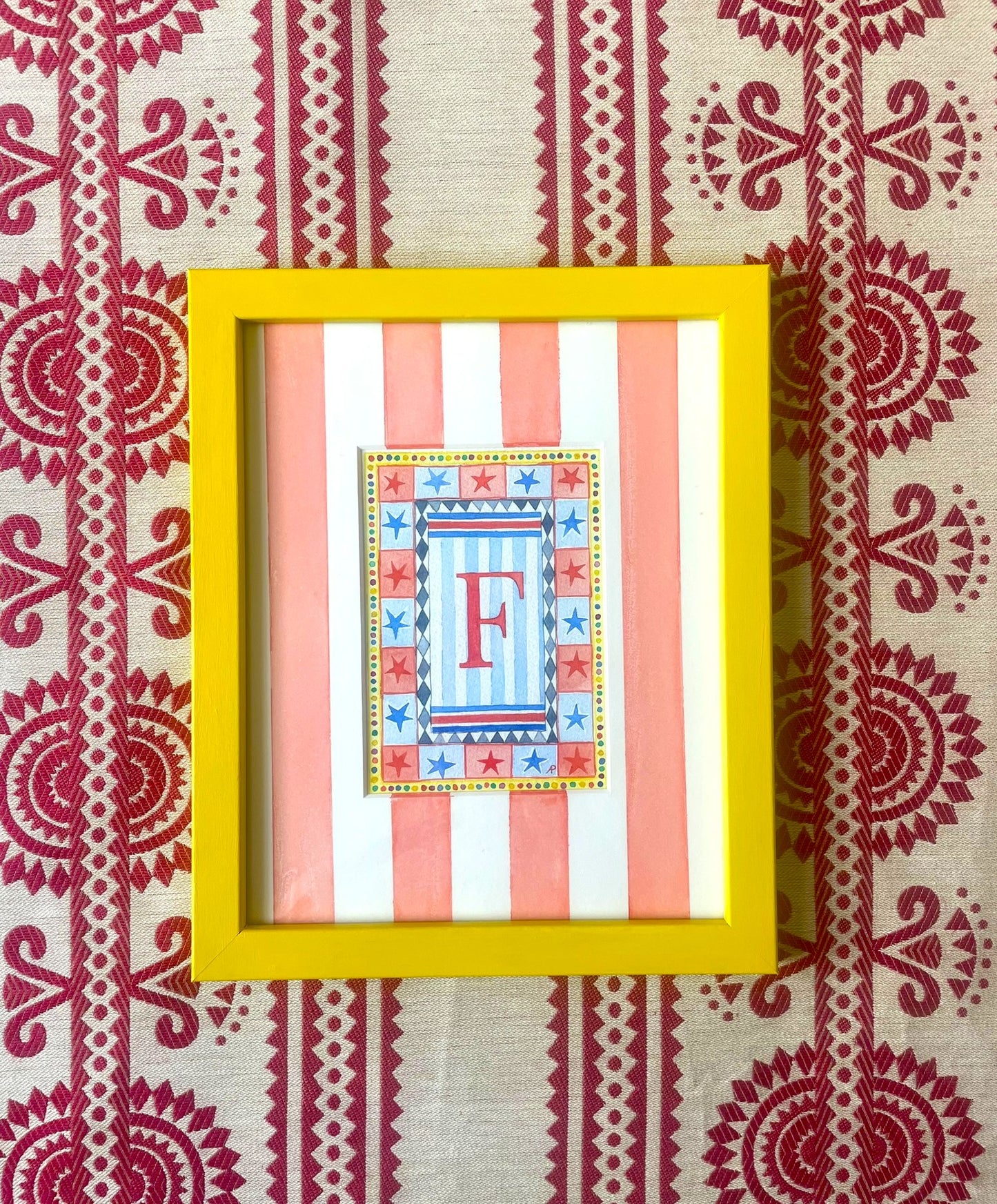 Circus F Print paired with Hand Painted Mount