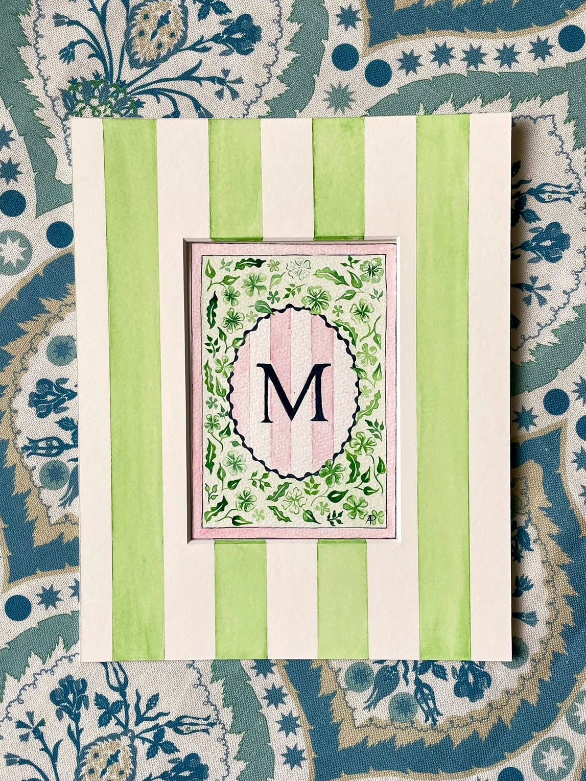 Floral M Print with Hand Painted Mount