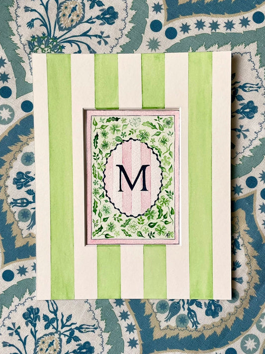 Floral M Print with Hand Painted Mount