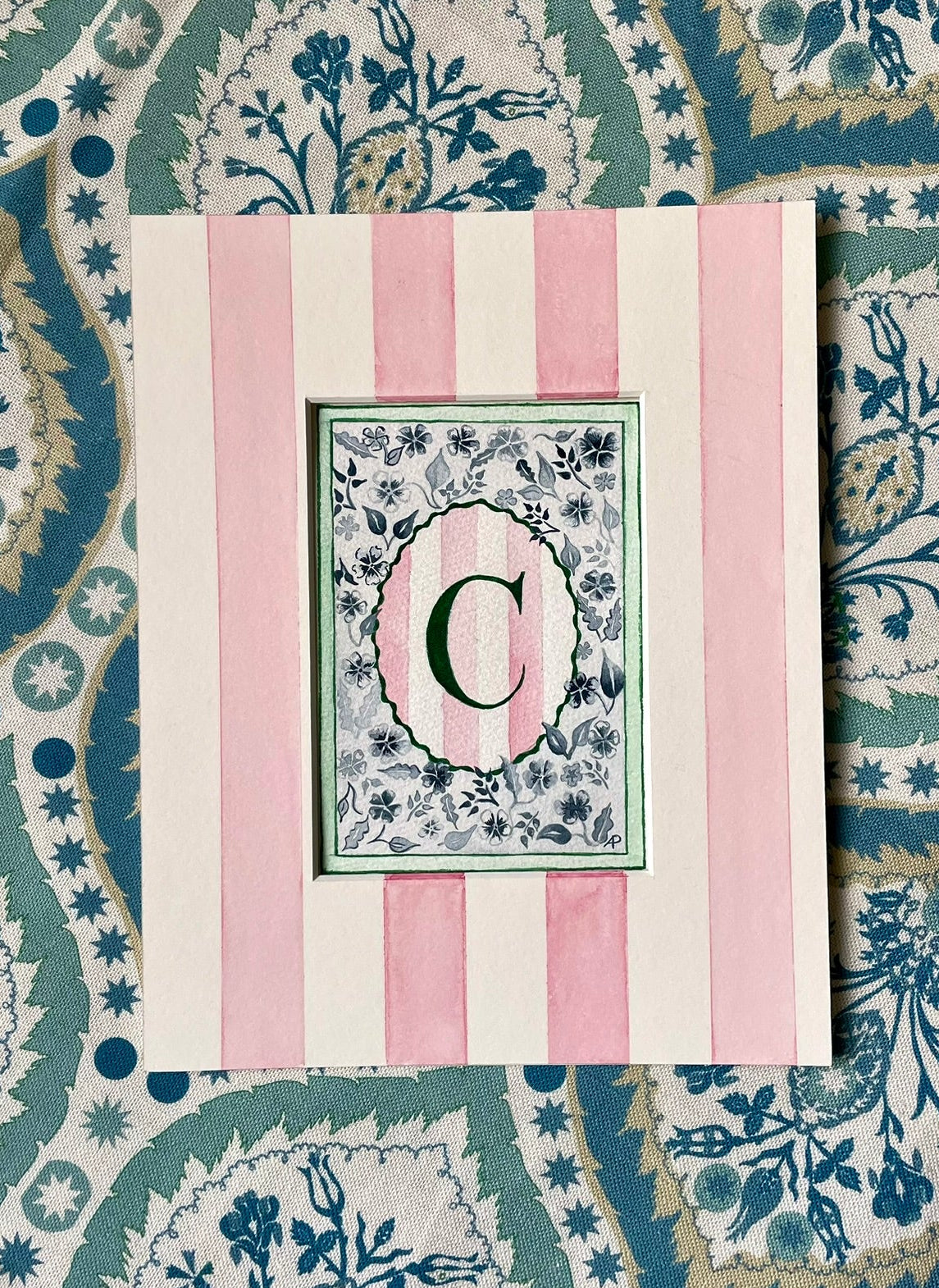 Floral C Print paired with Hand Painted Mount