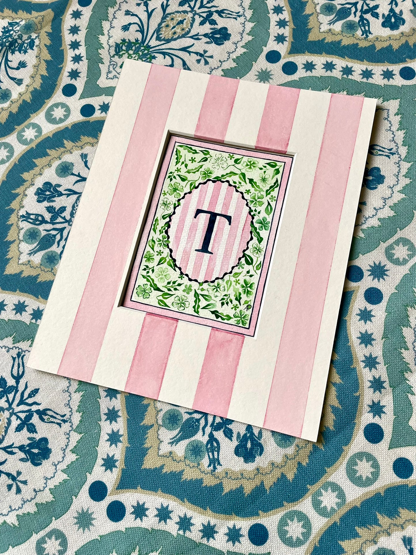 Floral T Print paired with Hand Painted Mount