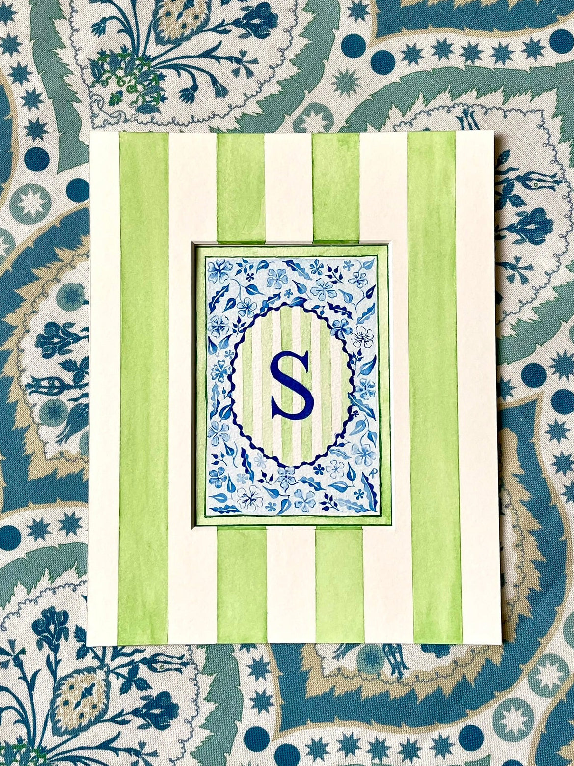 Floral S Print paired with Hand Painted Mount
