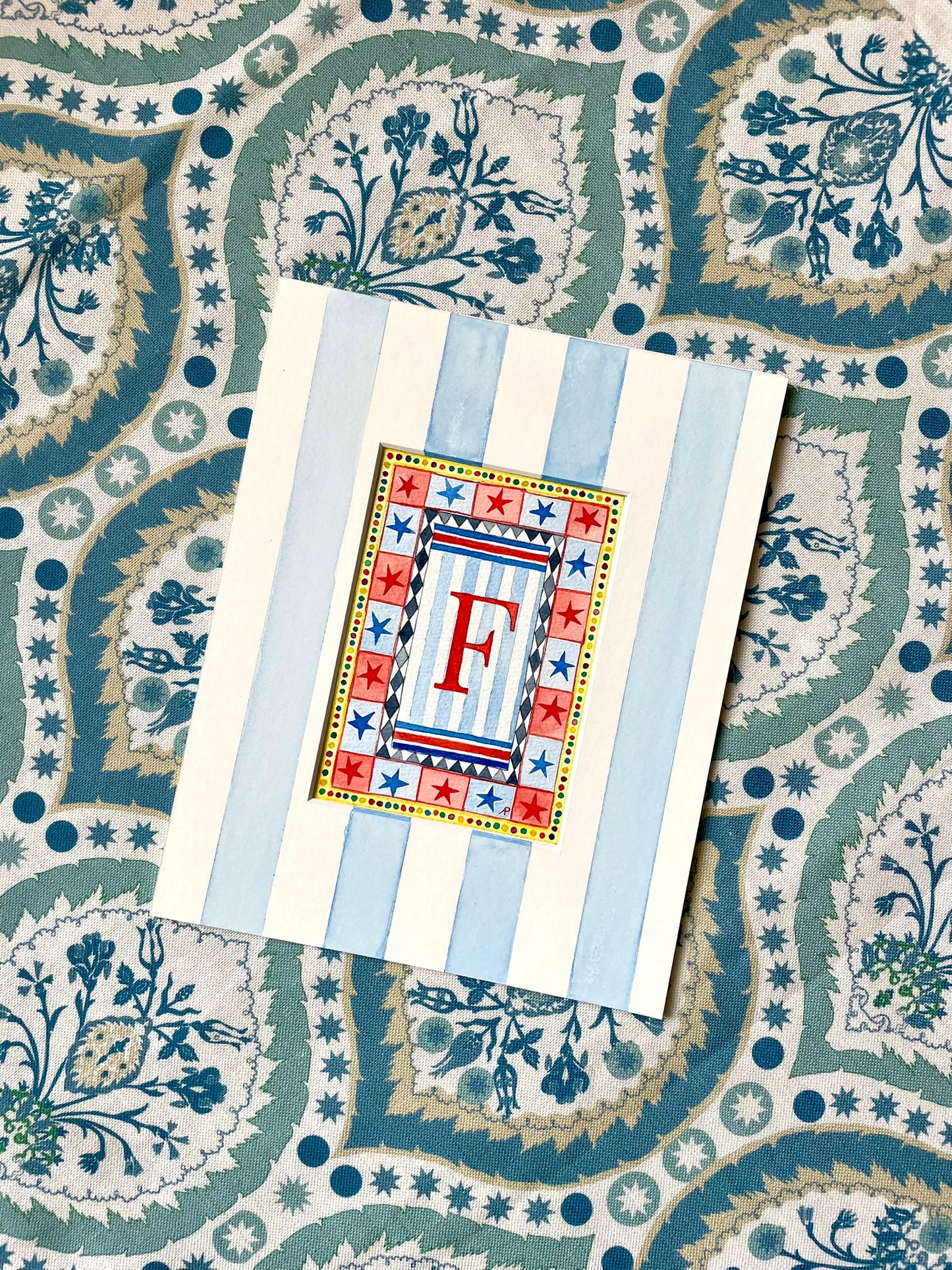 Circus F Print paired with Hand Painted Mount