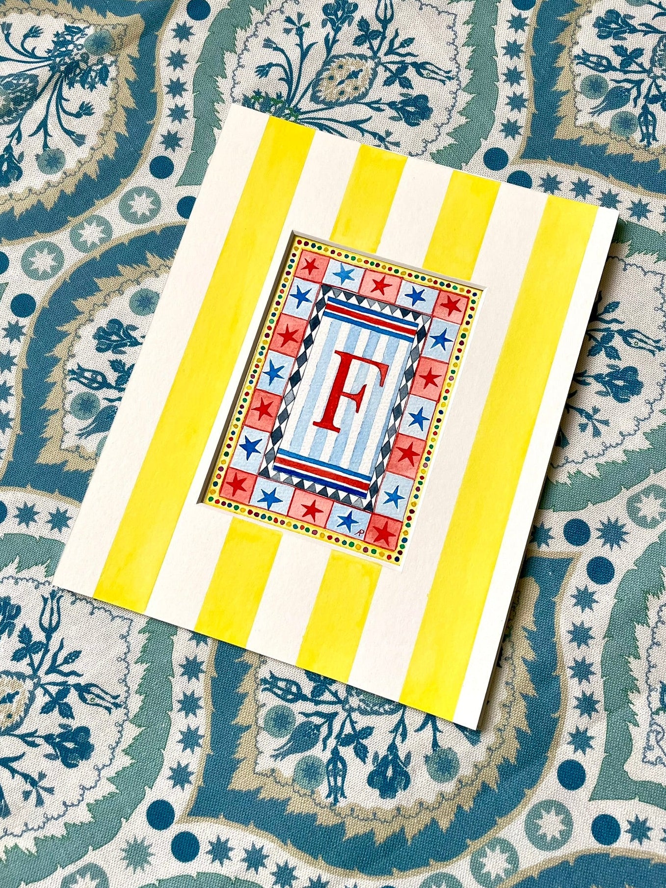 Circus F Print paired with Hand Painted Mount