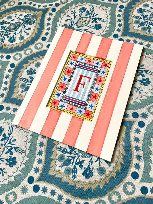 Circus F Print paired with Hand Painted Mount