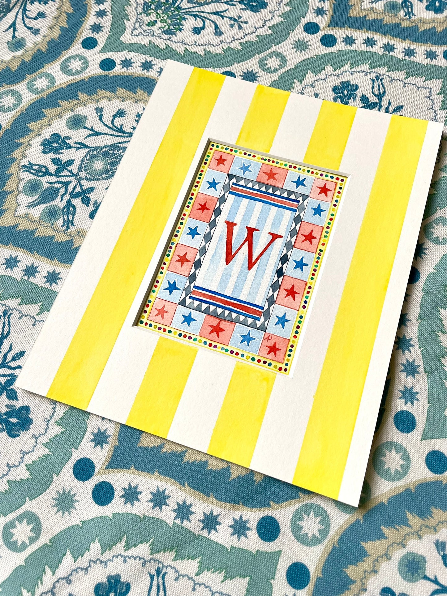 Circus W Print paired with Hand Painted Mount
