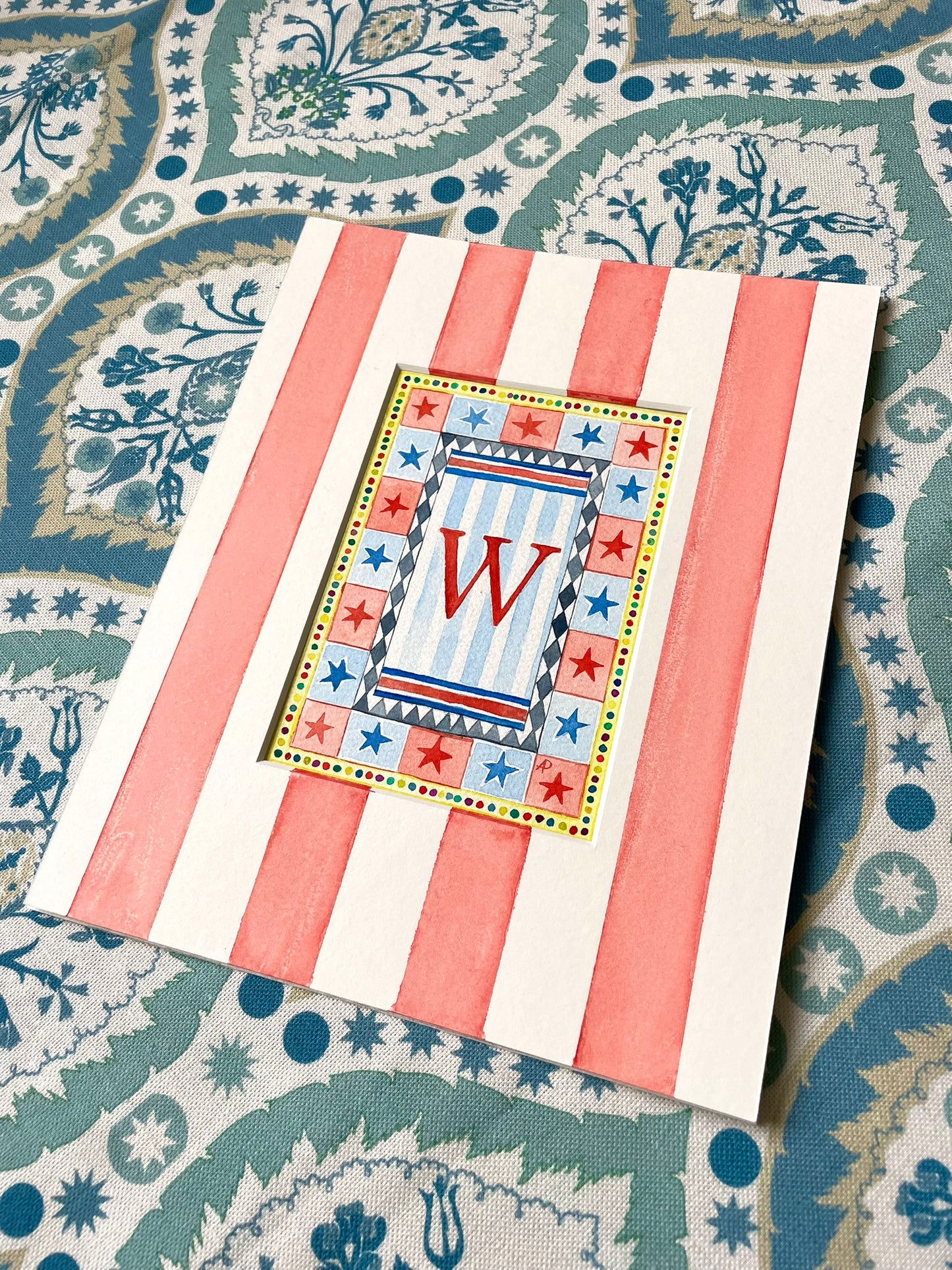 Circus W Print paired with Hand Painted Mount