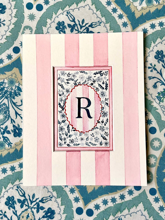 Floral R Print paired with Hand Painted Mount