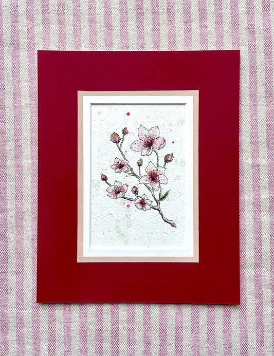 Lila - 10x8 Cherry Blossom Watercolour and Ink