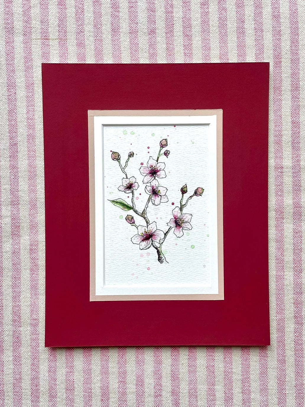 Elia - 10X8 Cherry Blossom Watercolour and Ink