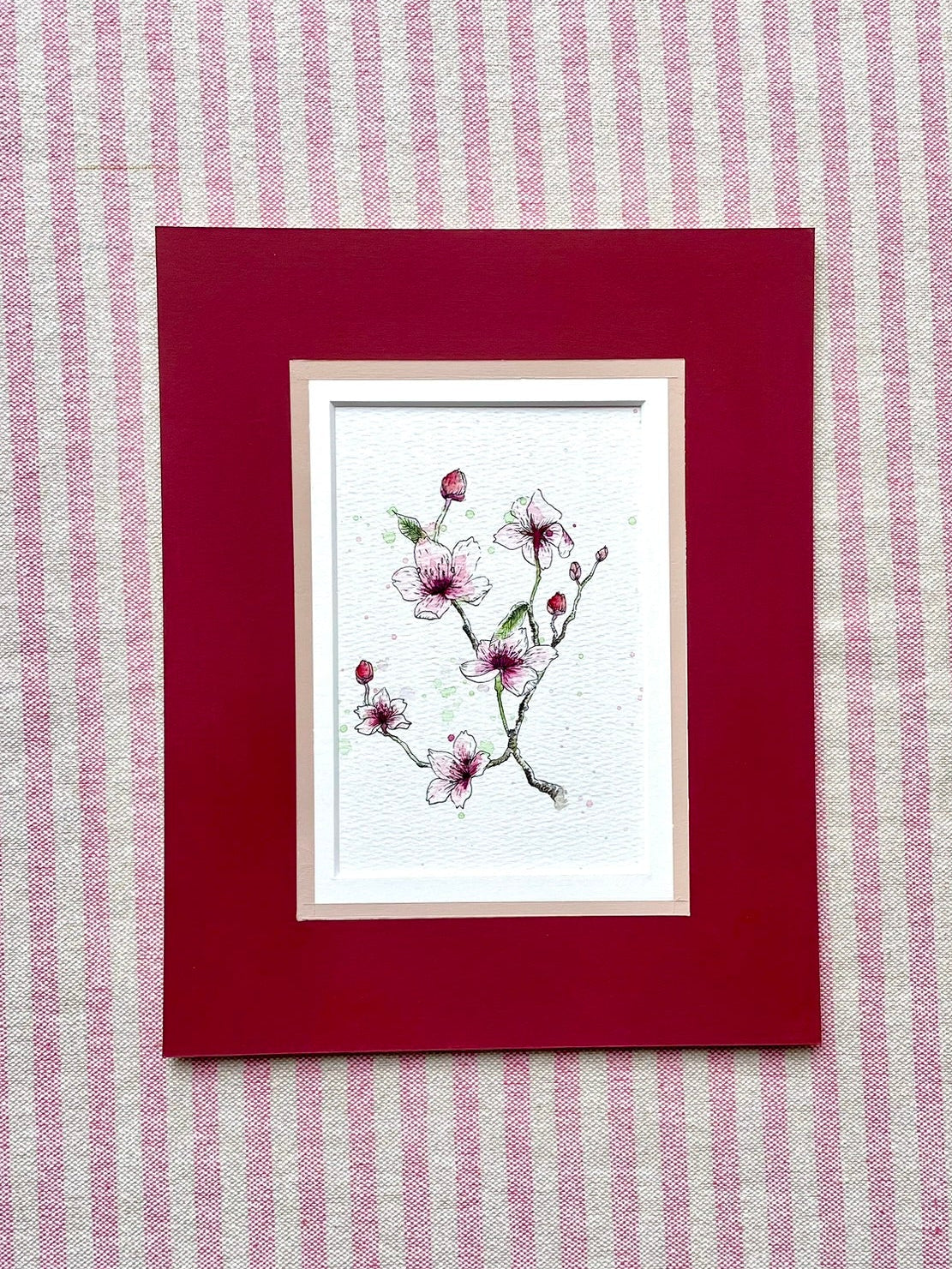 Anais - 10x8 Cherry Blossom Watercolour and Ink