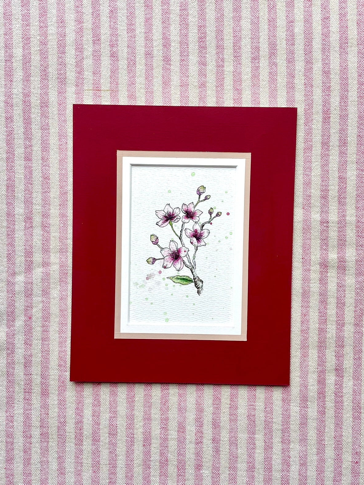 Kleio - 10x8 Cherry Blossom Watercolour and Ink