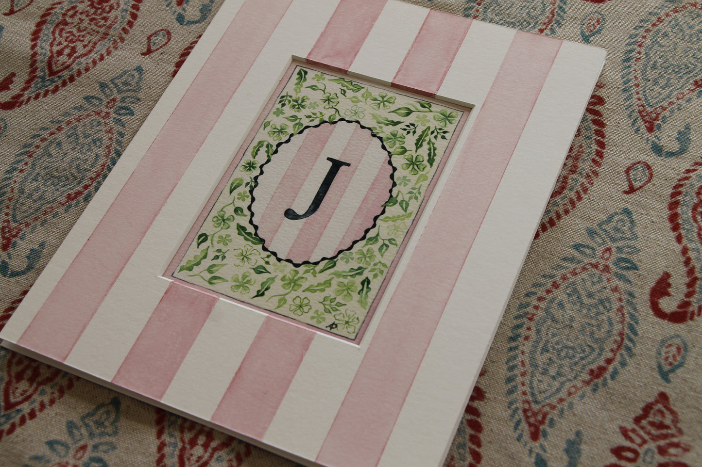 Floral J Print paired with Hand Painted Mount