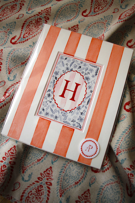 Floral H Print paired with Hand Painted Mount
